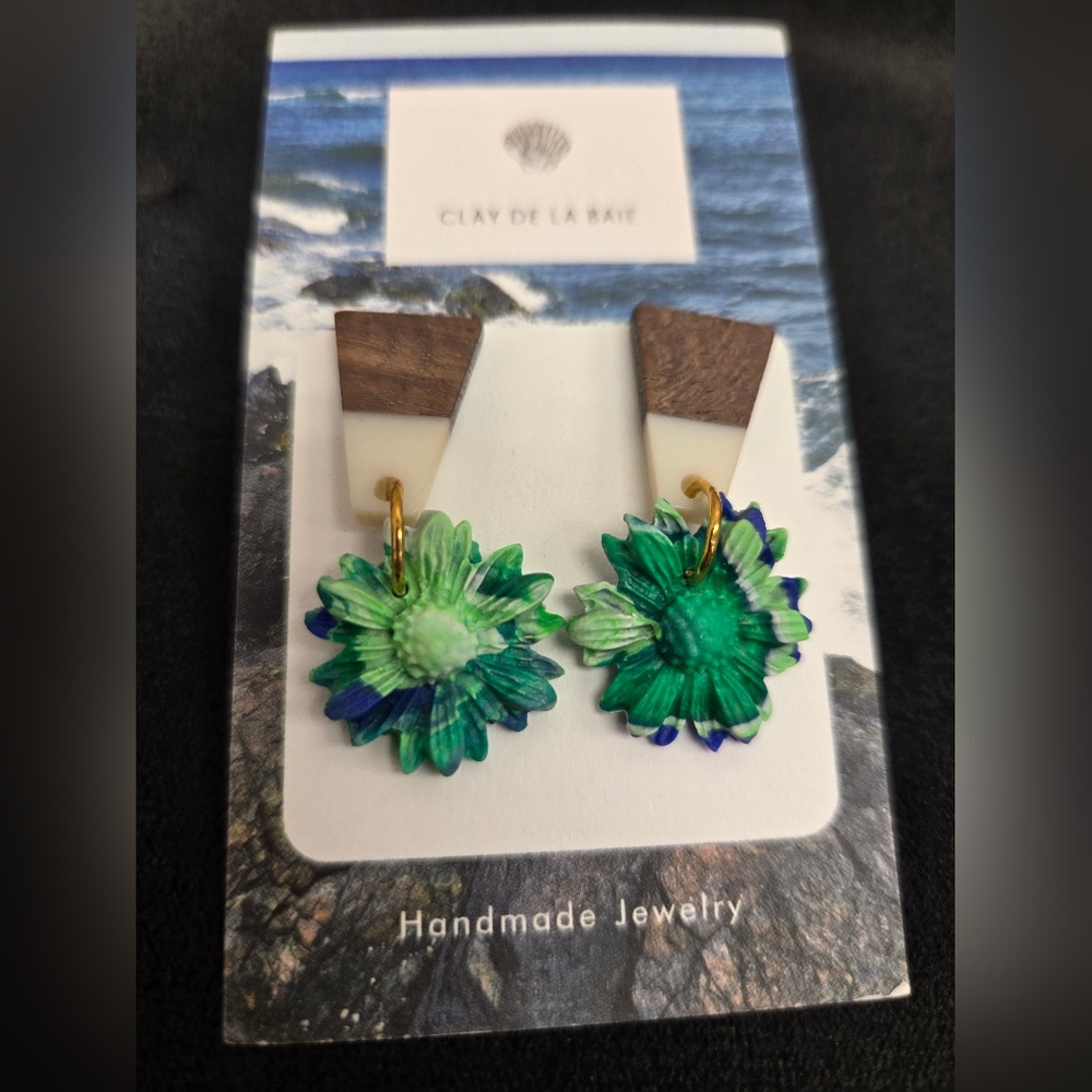 Green and Blue Floral Earrings